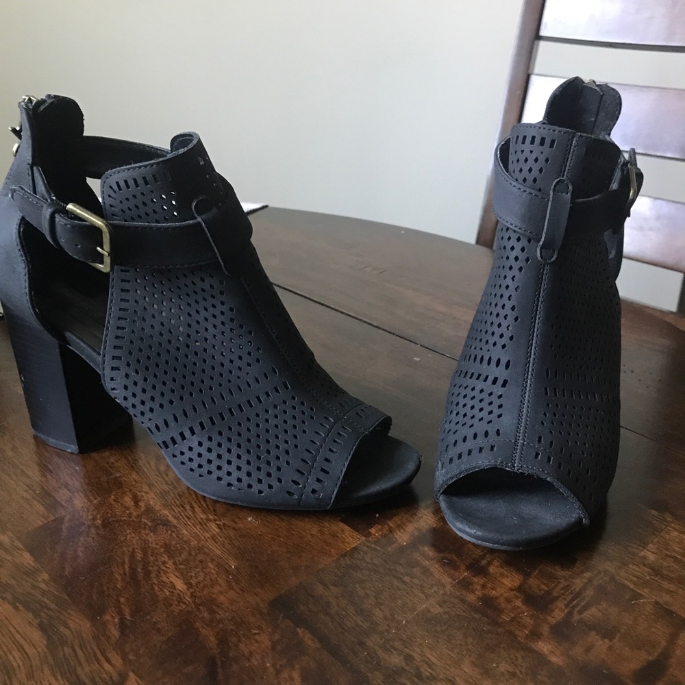 Open Toed Black Booties
